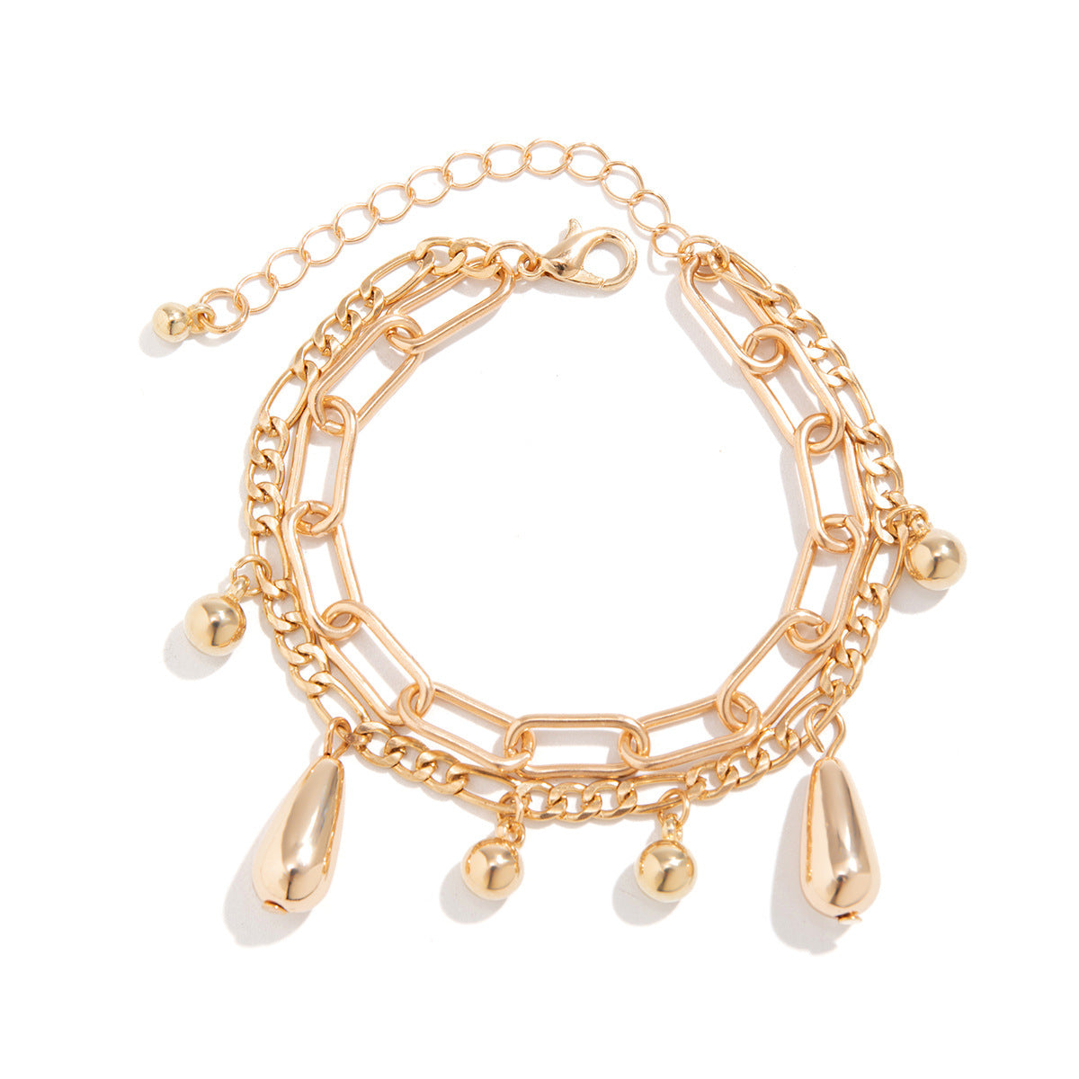 Minimalist Teardrop-Shaped Geometric Pendant Necklace for Women with Plated Metal Chain and Tassel Accents