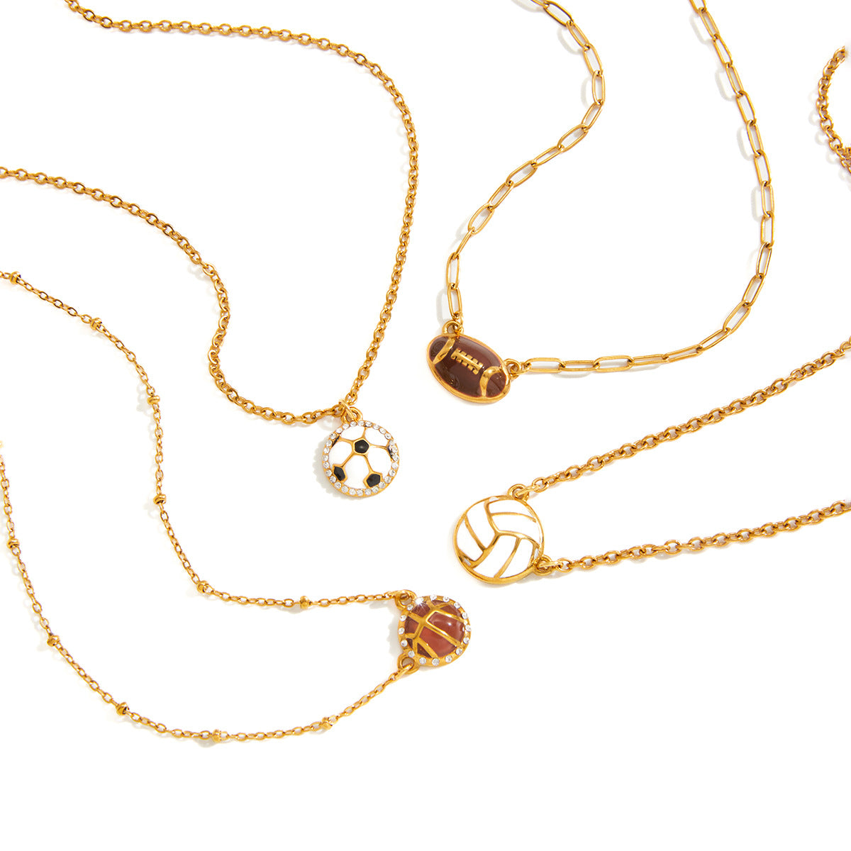Geometric Drip Oil Stainless Steel Soccer Necklace for Women