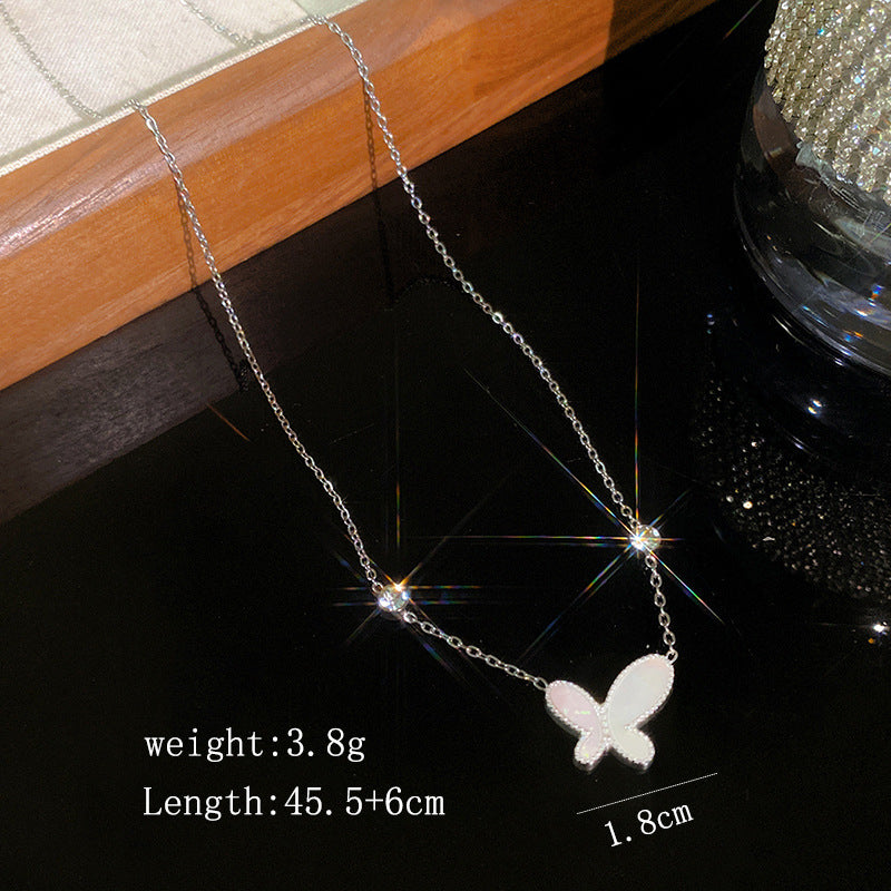 Elegant Gold Plated Titanium Steel Butterfly Necklace with Geometric Design