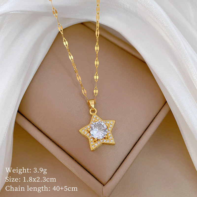 Collana Unisex in Acciaio al Titanio Geometrico a Farfalla con Ciondolo Placcato in Rame