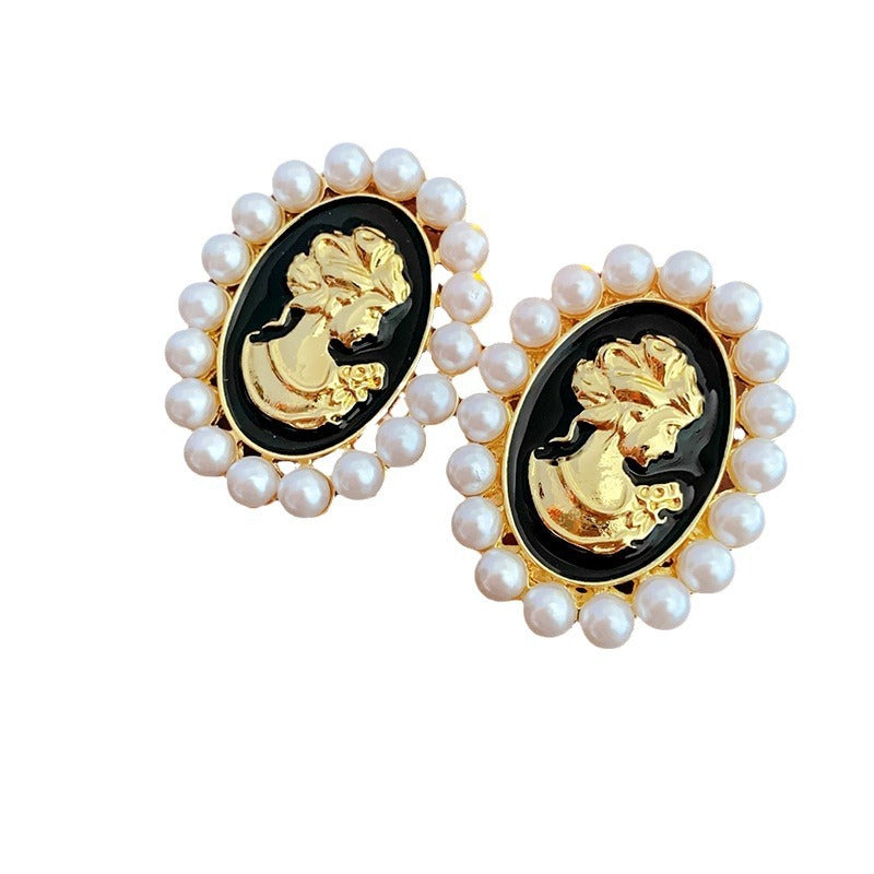 Vintage Floral Round Geometric Earrings in Copper with Electroplated Finish and Stainless Steel Posts for Women