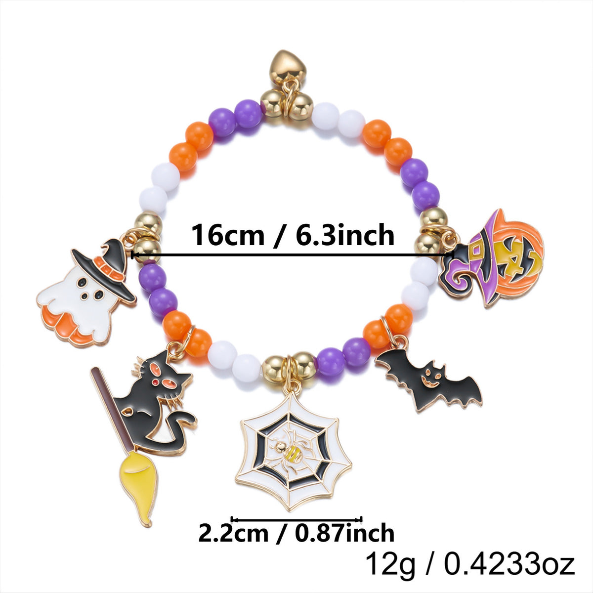 Gothic Drip Oil Plated Alloy Charm Bracelet with Cartoon Halloween Pendants for Unisex Party Jewelry