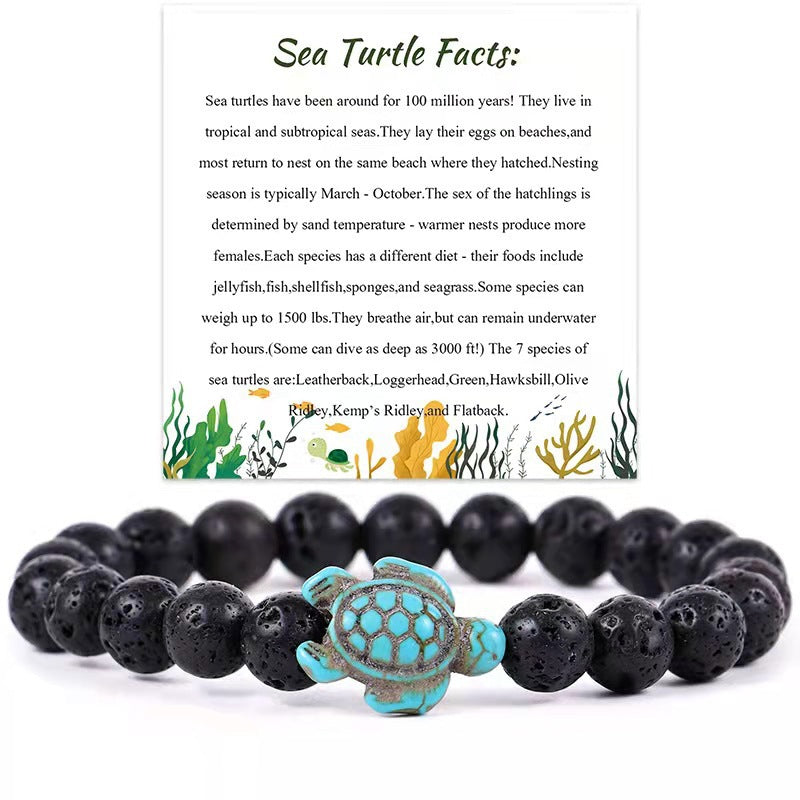 Minimalist Animal Turtle Turquoise Beaded Bracelet Unisex