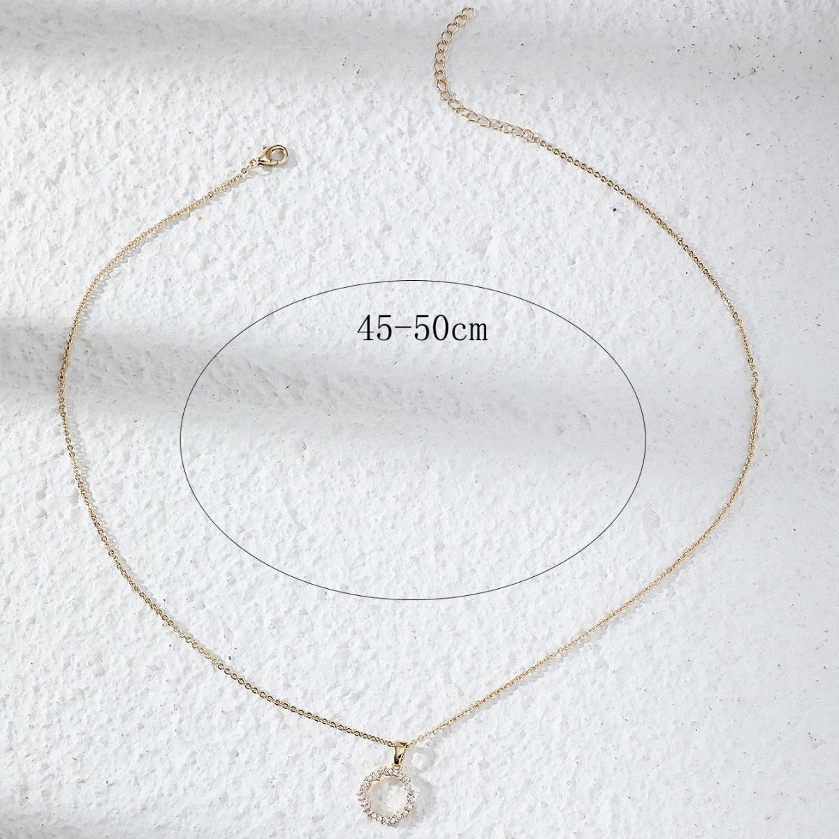 Minimalist Geometric Circle Pendant Necklace for Women Made of Copper with Zircon Inlay and Adjustable Chain