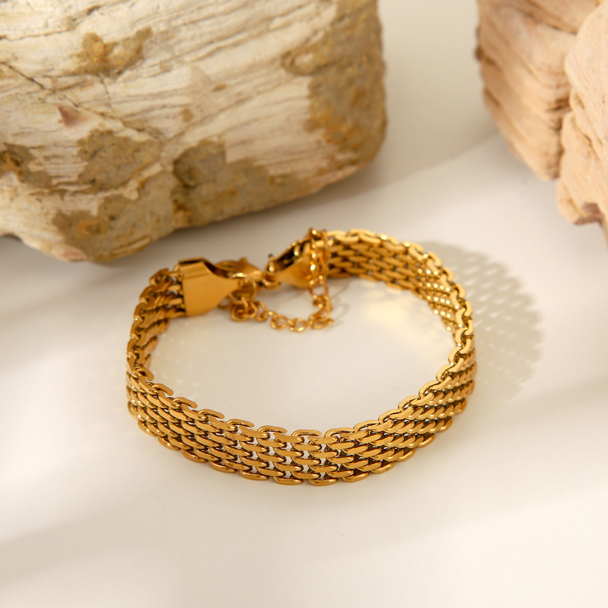 Ins Style Geometric Titanium Steel Plated 18K Gold Stainless Steel Bracelet for Women