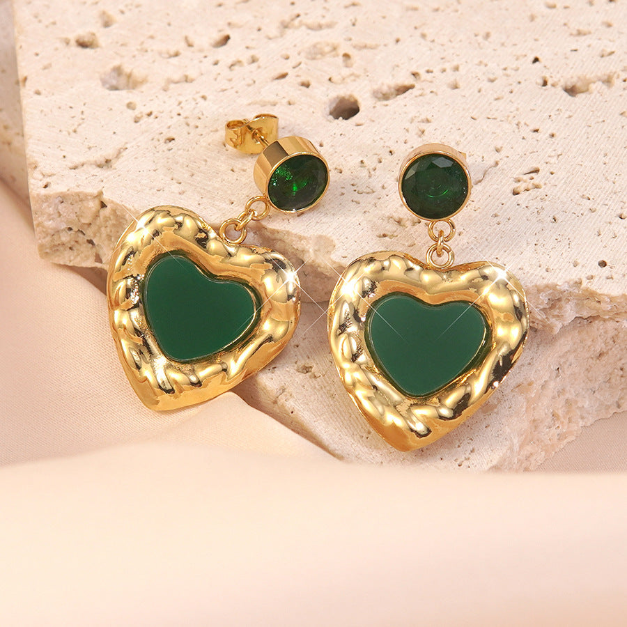 Orecchini Vintage a Cuore in Acciaio Inossidabile
