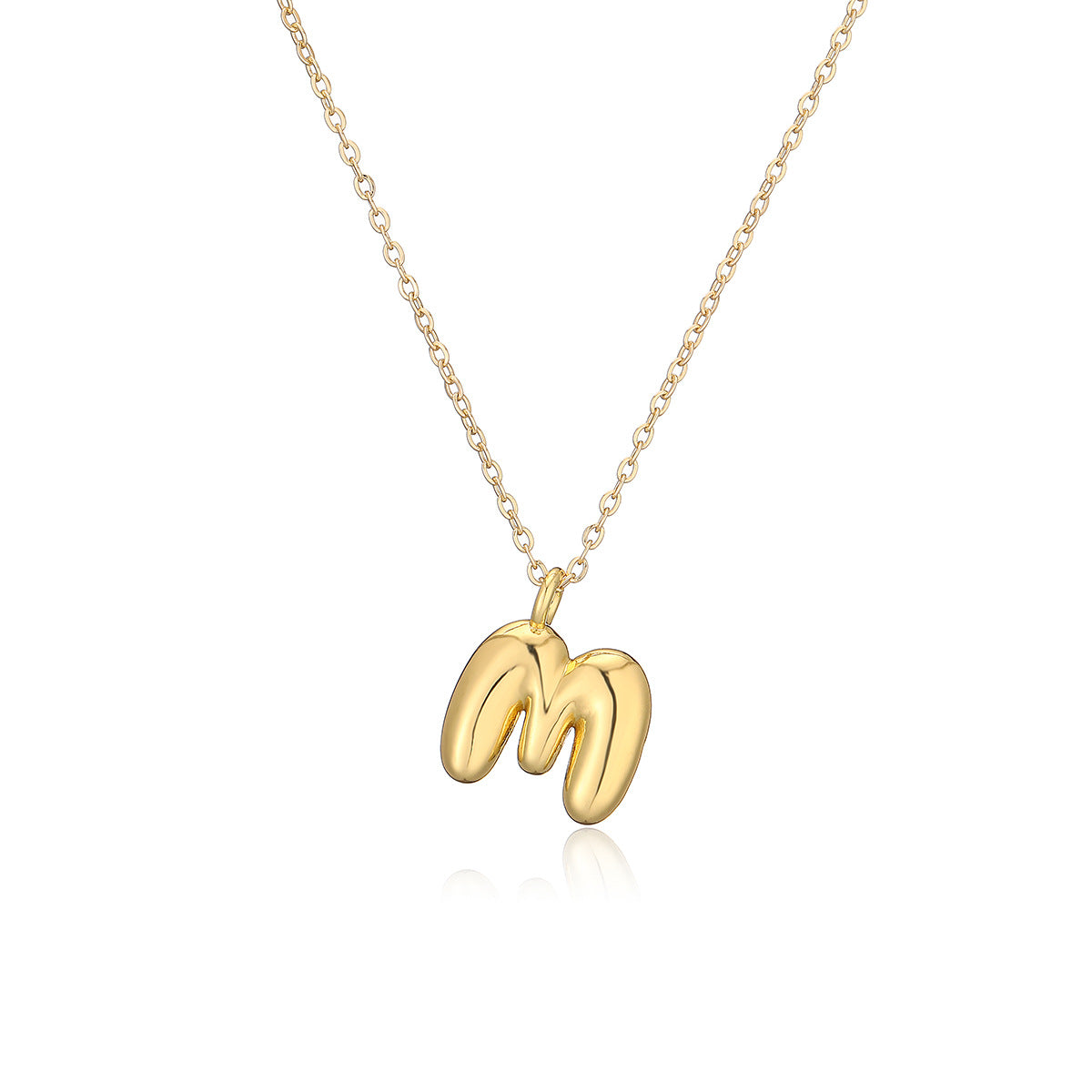 Minimalist Letter-Shaped Copper Pendant Necklace with Real Gold Plating for Women