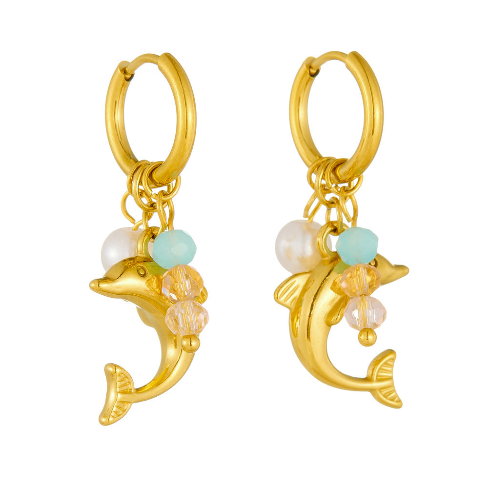 Sweet Minimalist Butterfly Dolphin Animal Stainless Steel Polished Earrings
