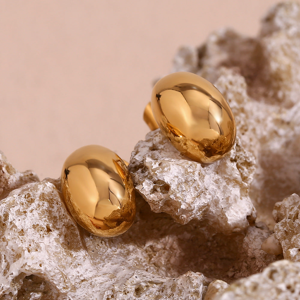 Minimalist Geometric Stainless Steel Earrings with 18K Gold Plating for Women