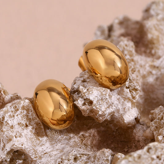Minimalist Geometric Stainless Steel Earrings with 18K Gold Plating for Women