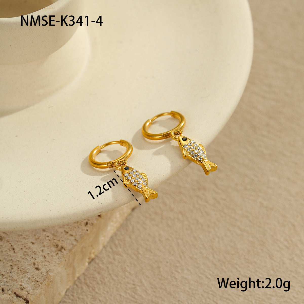Pendientes de Acero Inoxidable con Forma de Estrella de Mar y Concha con Incrustaciones de Diamantes de Imitación para Mujer