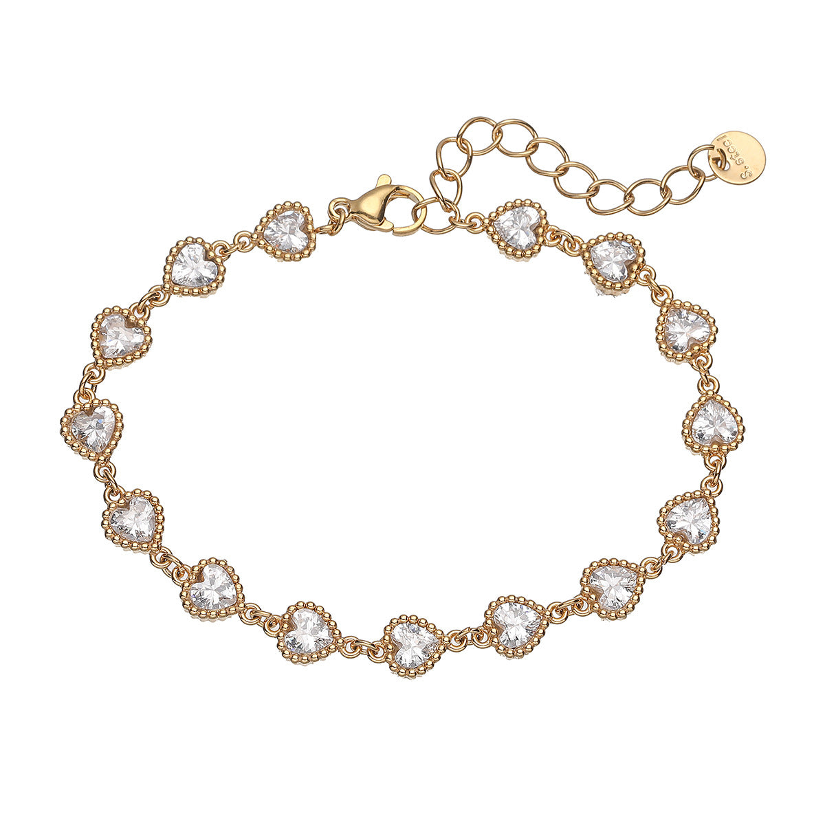 Minimalist Luxury Heart Geometric Stainless Steel Plated Cubic Zirconia Bracelet for Women