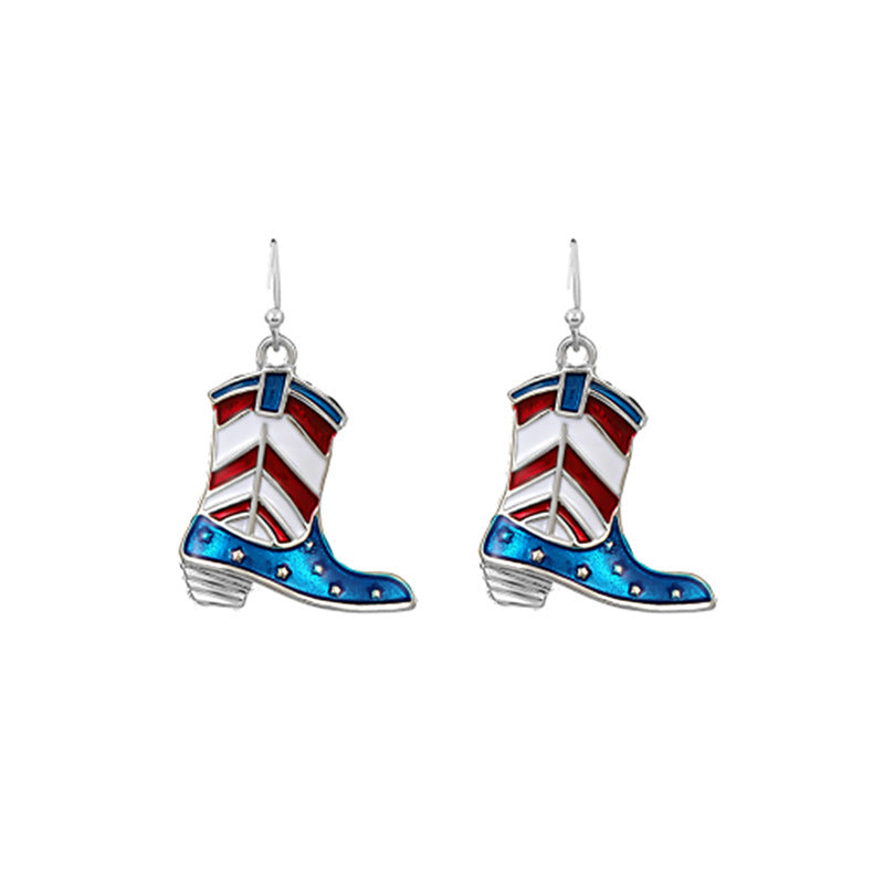 Pendientes de aleación de moda retro con esmalte y circonitas incrustadas en forma geométrica para mujer