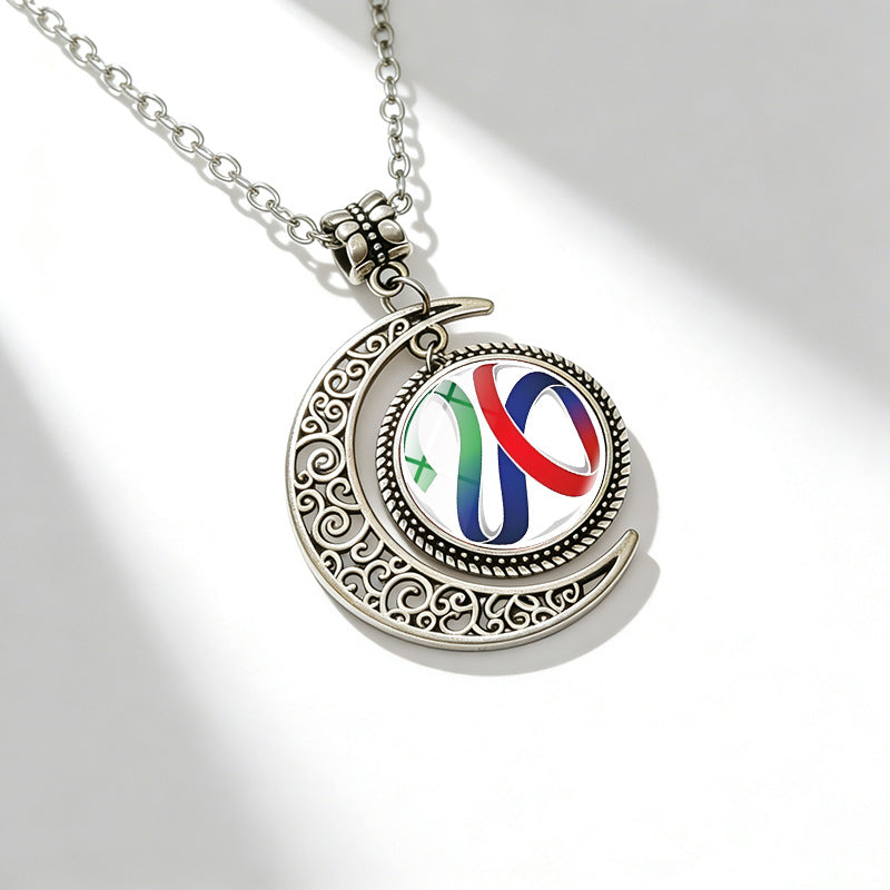 Sporty Geometric Alloy Plated Necklace with Crystal Pendant Unisex Cable Chain