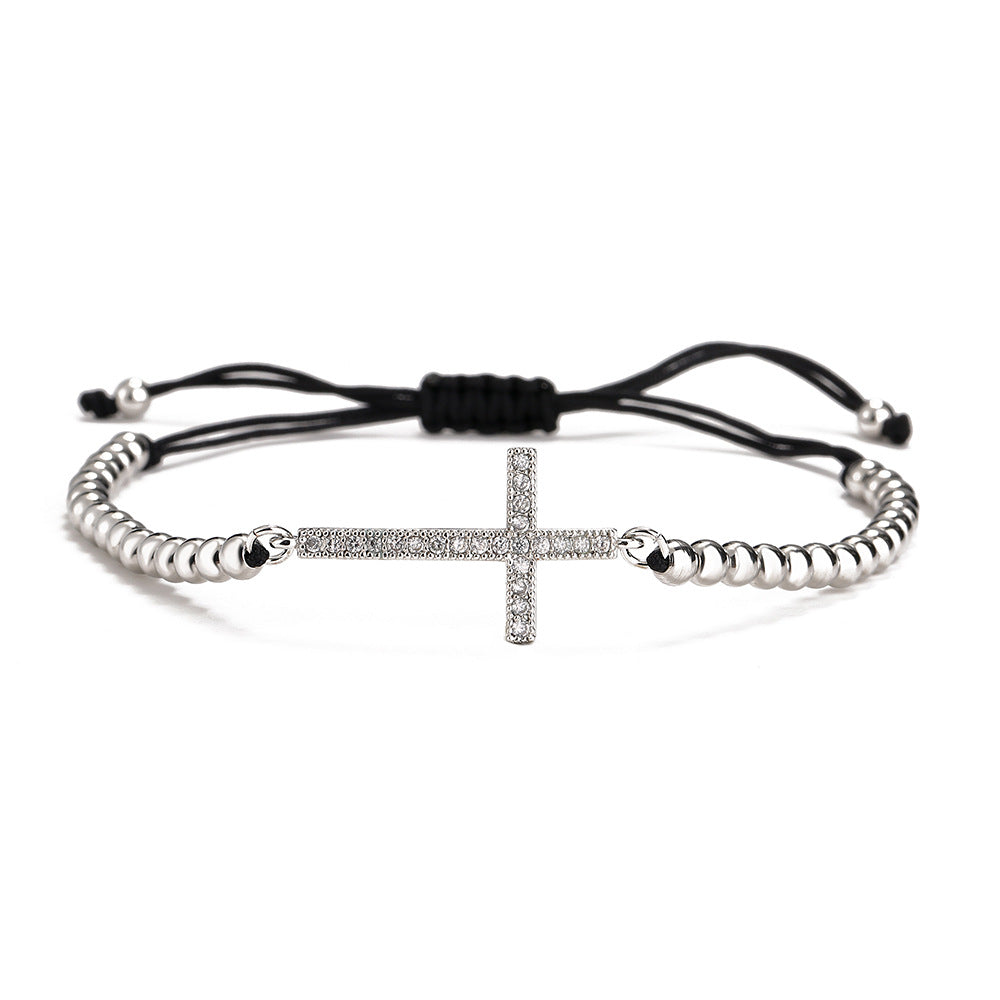 Bracciale Geometrico Minimalista in Rame Placcato Oro 18K con Accenti di Zirconi da Donna