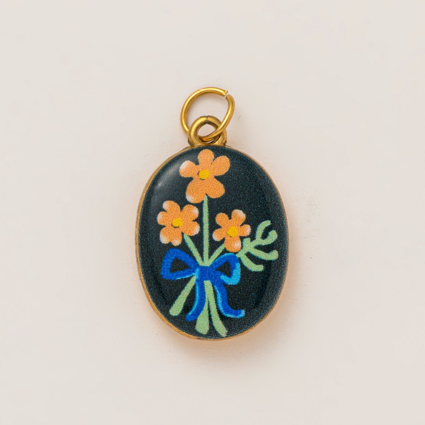 Vintage Heart Floral Stainless Steel PVD Gold Plated Pendant Charm Bar for Women