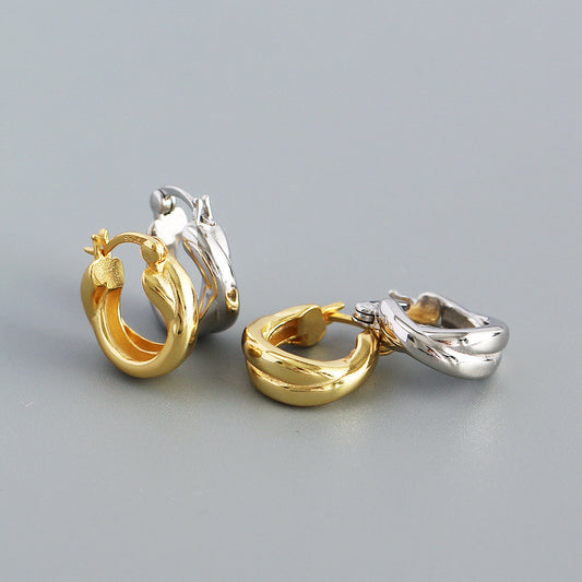 Orecchini minimalisti geometrici a croce in argento sterling S925 con placcatura per donna