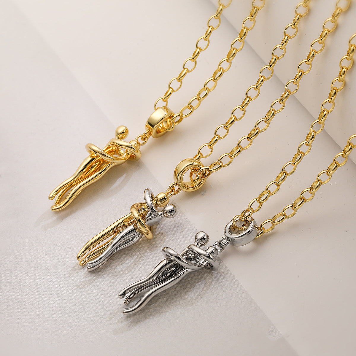 Collana Pendente Irregolare Geometrica Minimalista da Donna, con Catena in Rame e Medaglione