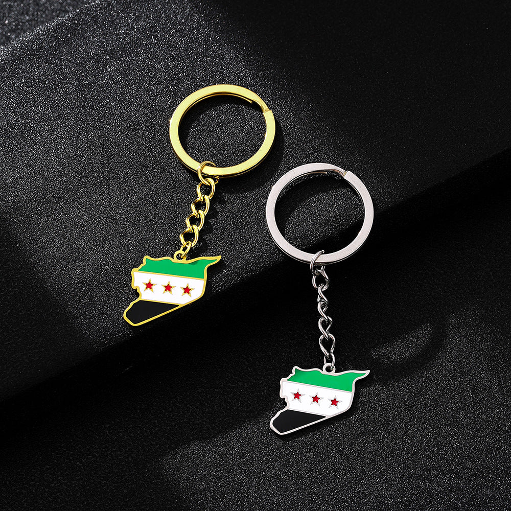 Accessorio Portachiavi con Ciondolo in Acciaio al Titanio Smaltato Stile Etnico