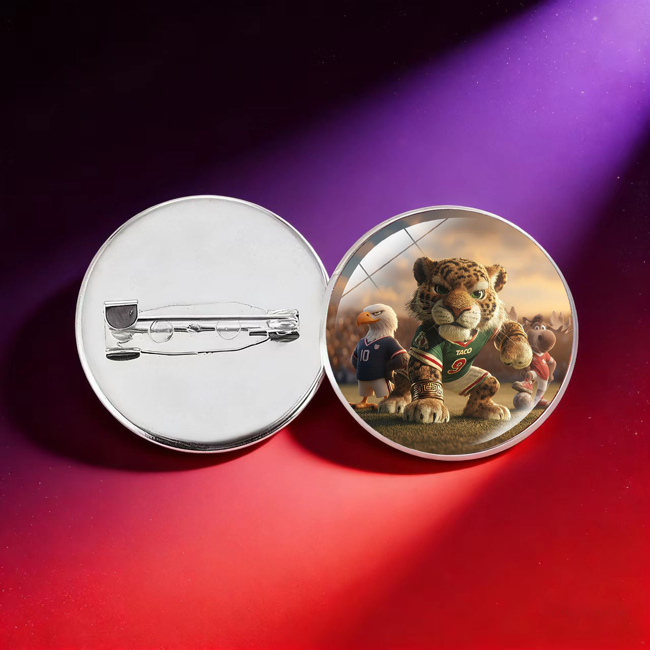 Broche Charm de Barra Redondo Geométrico Chapado en Cristal Hecho a Mano para la Mascota del Mundial 2026