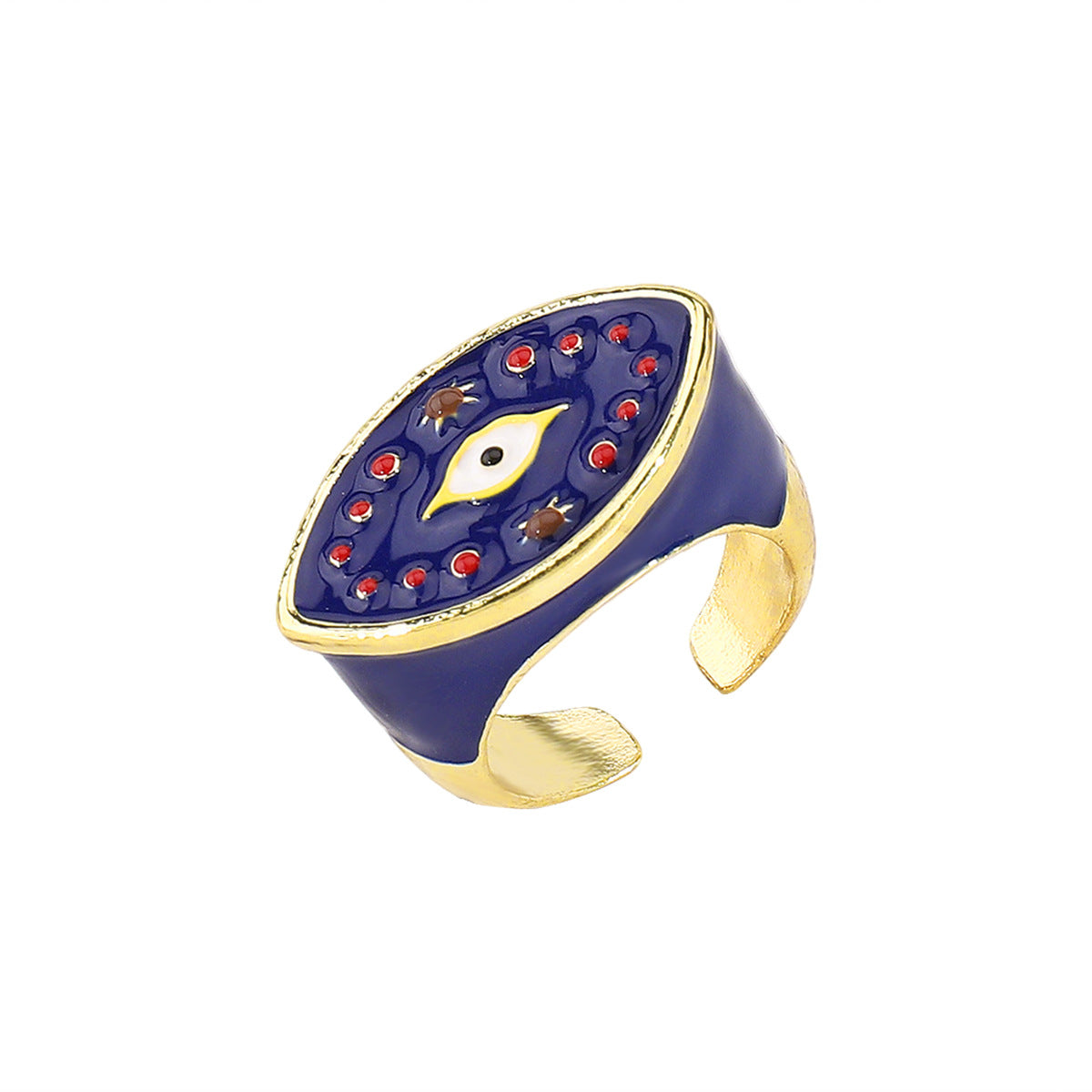 Anello Aperto Floreale Minimalista con Foglia e Rosa da Donna in Lega di Zinco con Finitura Smaltata