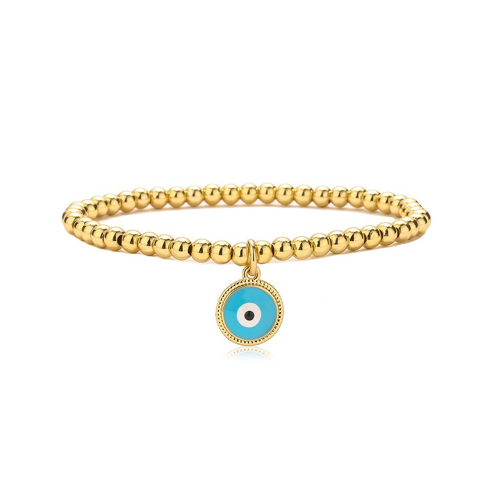 Bracciale a pendente Geometric Demon Eye da donna con perline in rame e finitura smaltata