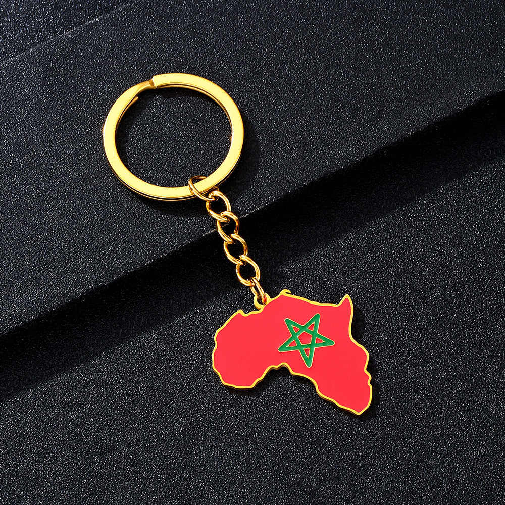 Llavero minimalista de acero inoxidable con forma del continente africano, esmaltado, para regalos y recuerdos