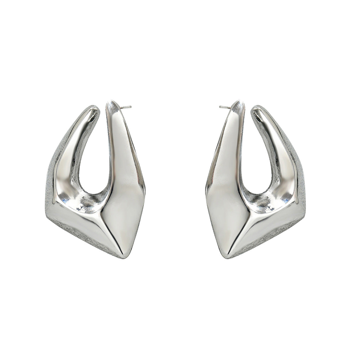 Pendientes de declaración geométricos para mujer en cobre con acabado galvanizado, diseño angular minimalista con elementos octogonales y lineales