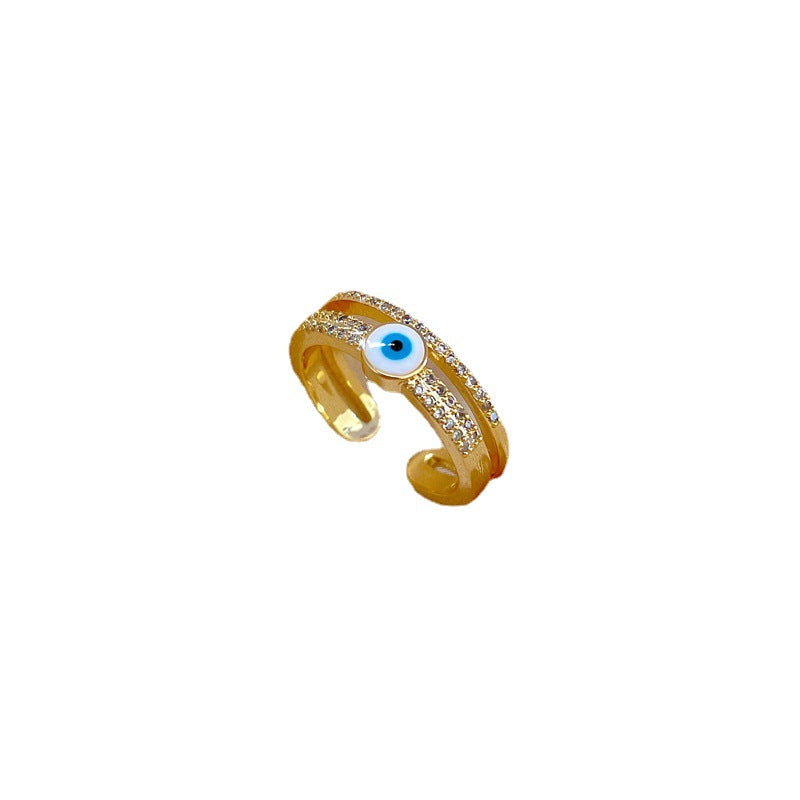 Minimalist Gold-Plated Brass Ring with Crown Shape and Zircon Inlay for Women