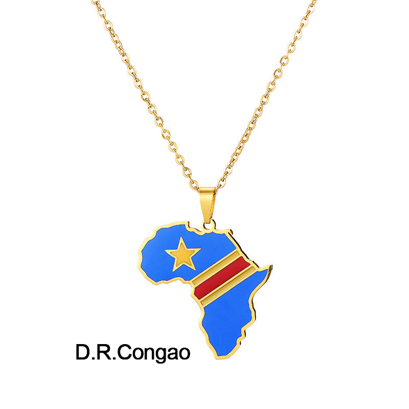 Collar con colgante geométrico de acero inoxidable con acabado esmaltado para moda unisex y uso diario
