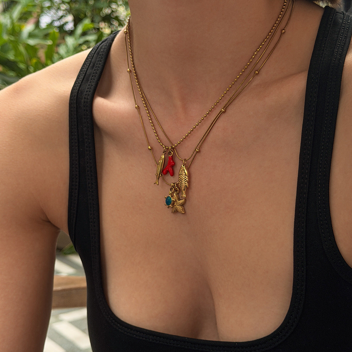 Sweet Stainless Steel PVD Animal Pendant Necklace for Women