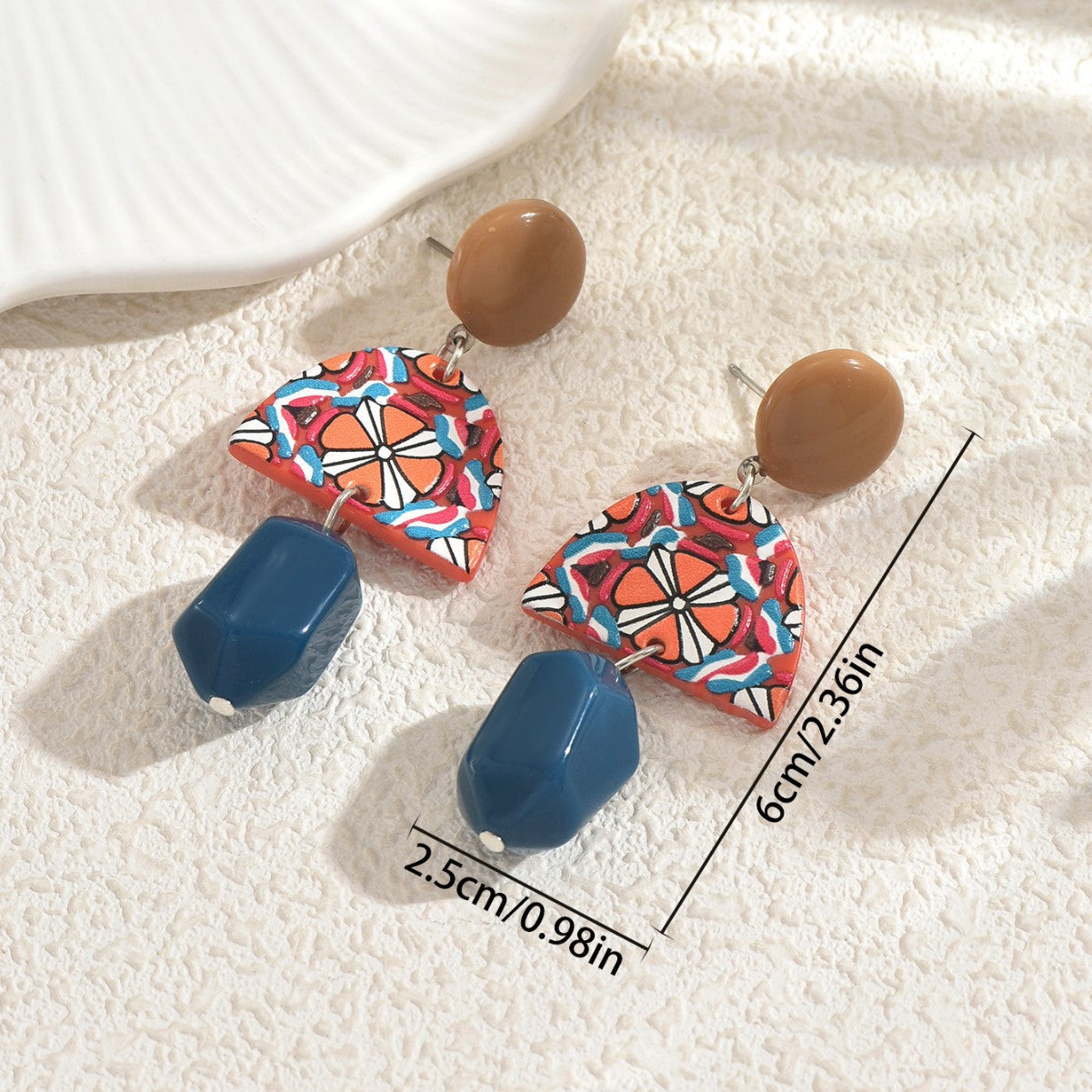 Pendientes Geométricos Minimalistas para Mujer de Aleación de Zinc con Incrustaciones de Piedras Preciosas en Formas Redondas, Cuadradas y Circulares