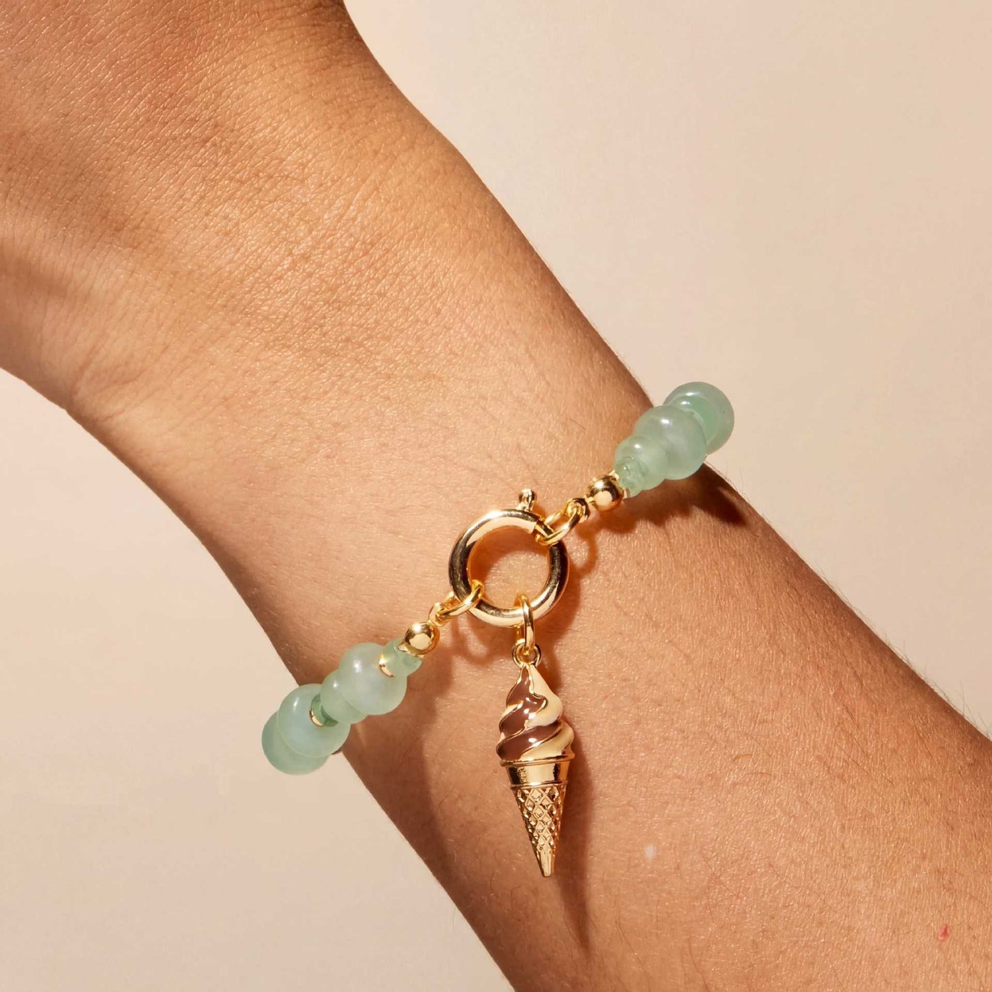 Vintage 18K Gold Plated Stainless Steel Geometric Ice Cream Charm Bar for Women