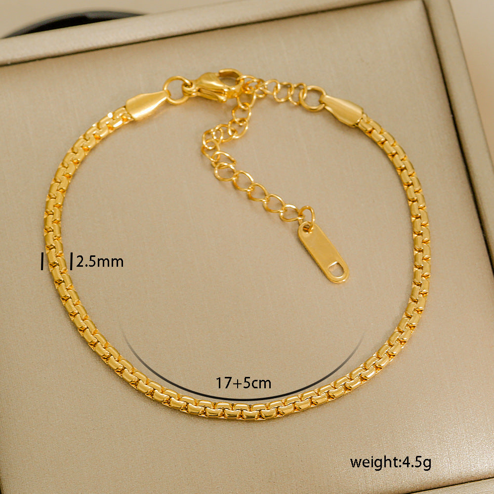 Bracciale da donna minimalista a rombi in acciaio al titanio con placcatura in oro 18 carati, accessorio di moda versatile