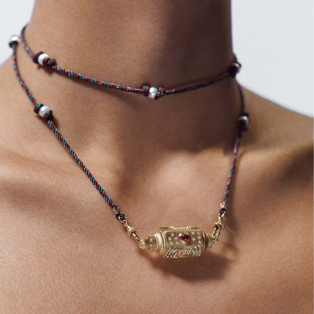 Collana Amore Tarot Occhio Stellare Geometrico in Rame Placcato Oro con Catena Regolabile