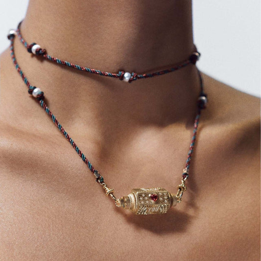 Collar de Tarot "Ojo Estrellado" Geométrico de Cobre Bañado en Oro con Cadena Ajustable
