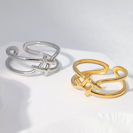 Minimalist Geometric Stainless Steel Open Ring for Women with Plated Finish