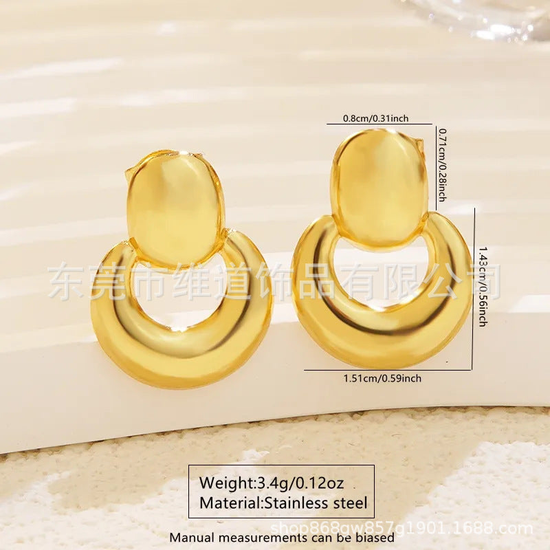 Beach Style Stainless Steel Geometric Starfish Shell Stud Earrings for Women