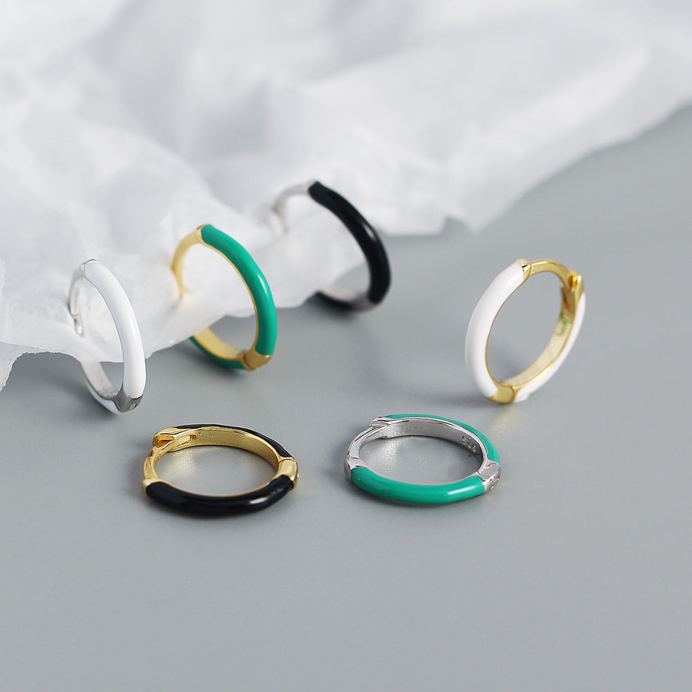Orecchini a cerchio in argento Sterling S925 geometrici minimalisti rivestiti in resina con finitura premium