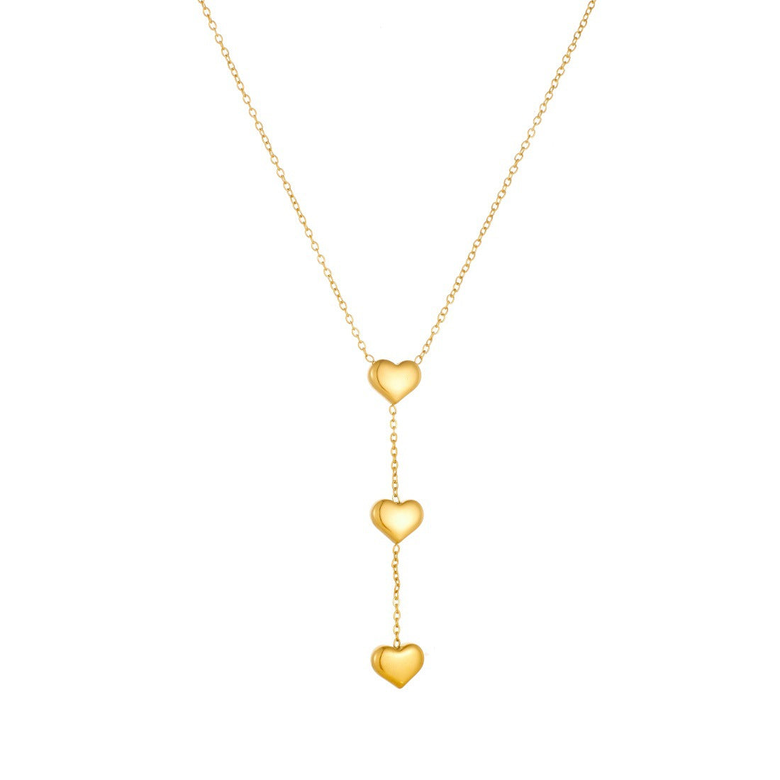 Minimalist Luxury Gold Plated Stainless Steel Heart Y-Shape Necklace for Women