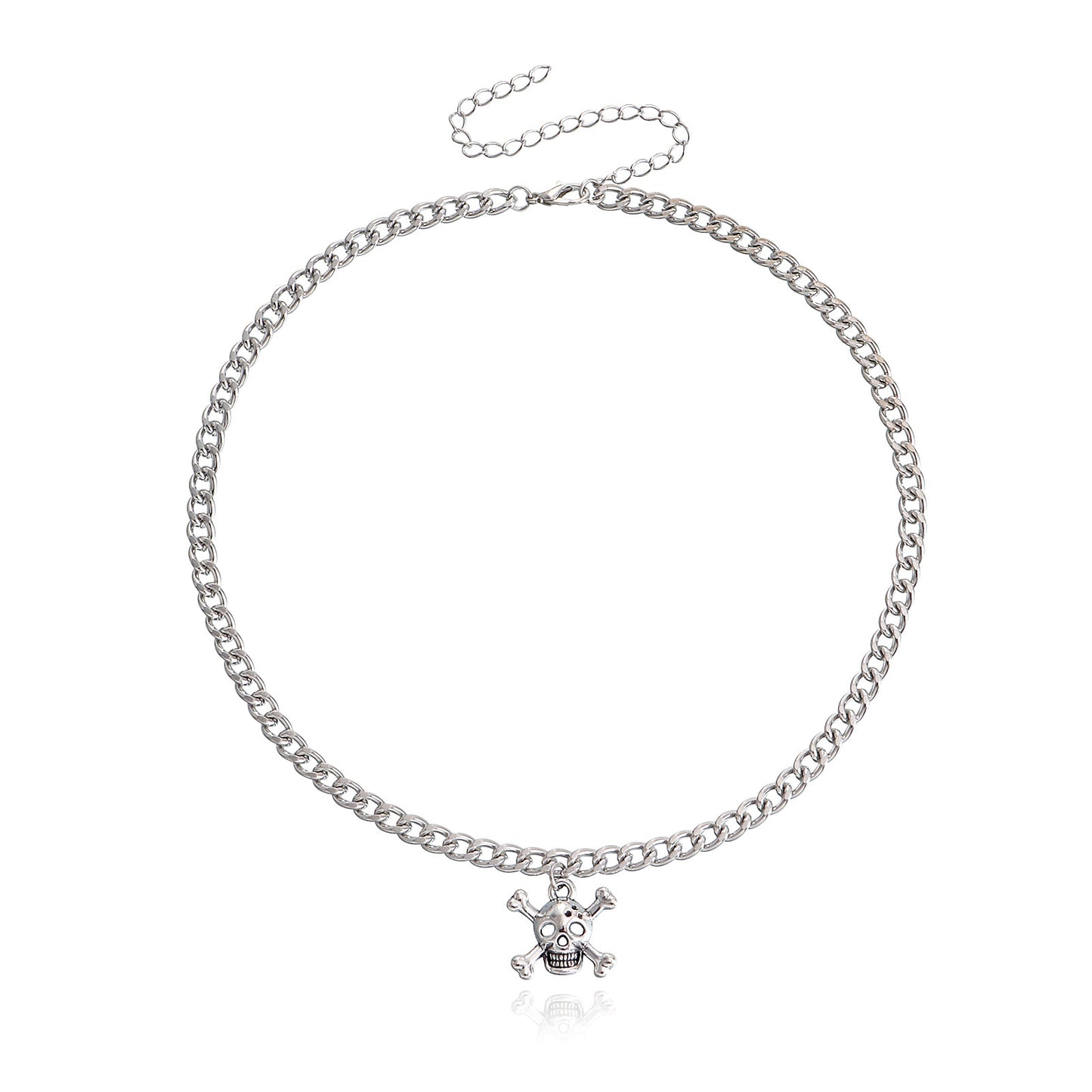 Minimalist Hip Hop Skull Pendant Necklace for Women Alloy Geometric Locket Chain with Plated Finish