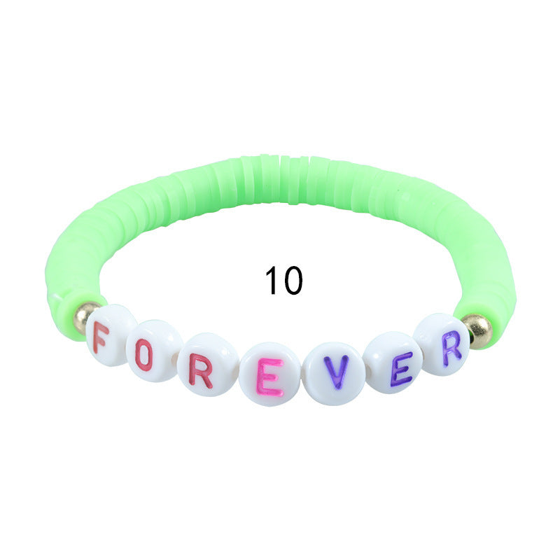 Sweet Letter Resin Beaded Stretch Bracelet Unisex