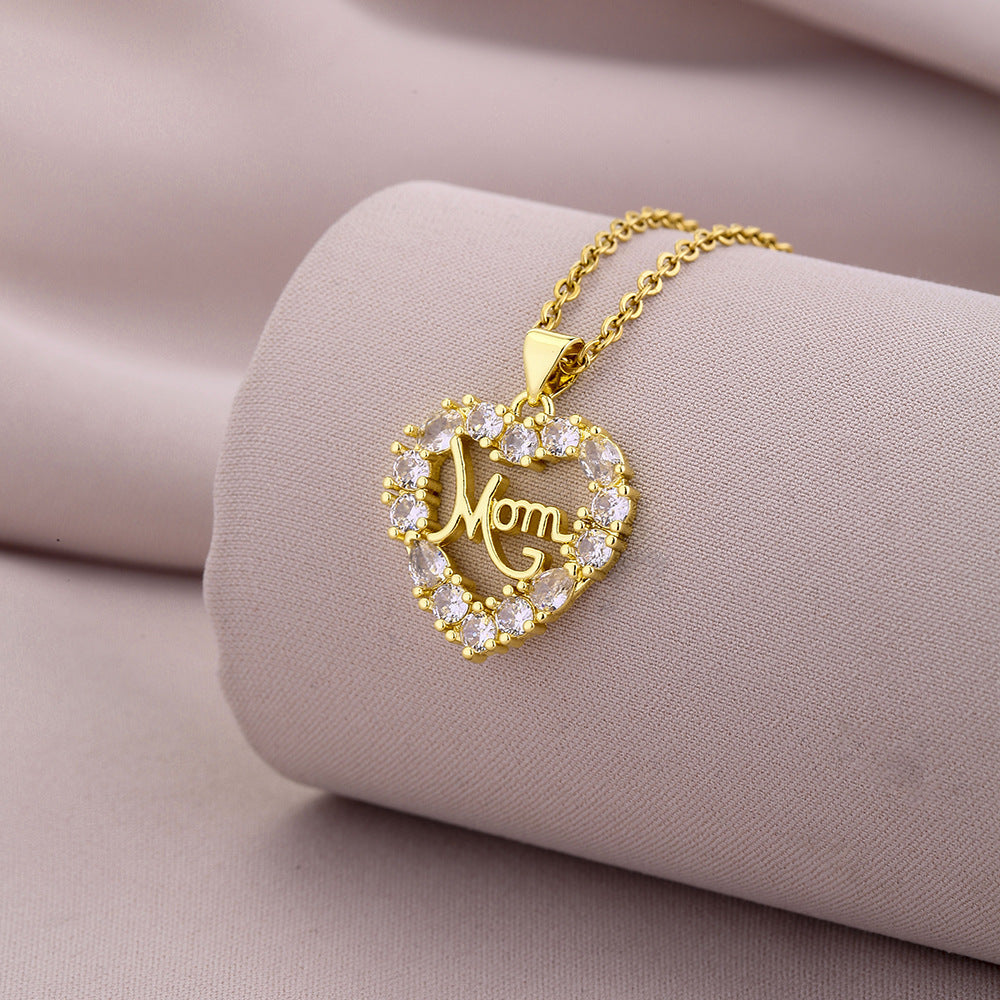 Collar con Colgante Minimalista de Cobre en Forma de Corazón con Incrustación de Circonita Cúbica para Mujer, Joyería Elegante Personalizada con Nombre o Letra