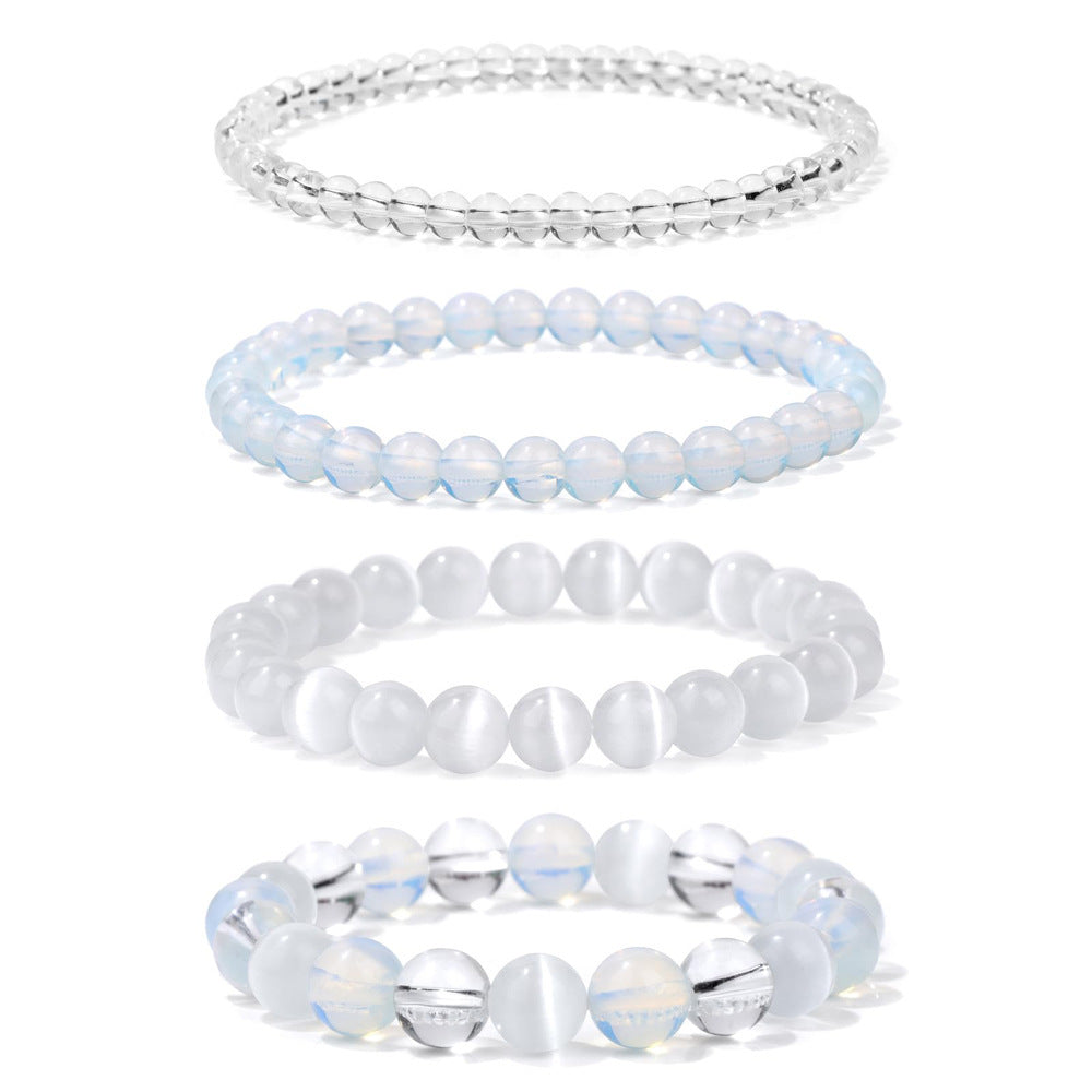 Geometric Natural Stone Beaded Bracelet Set Unisex Handmade Jewelry