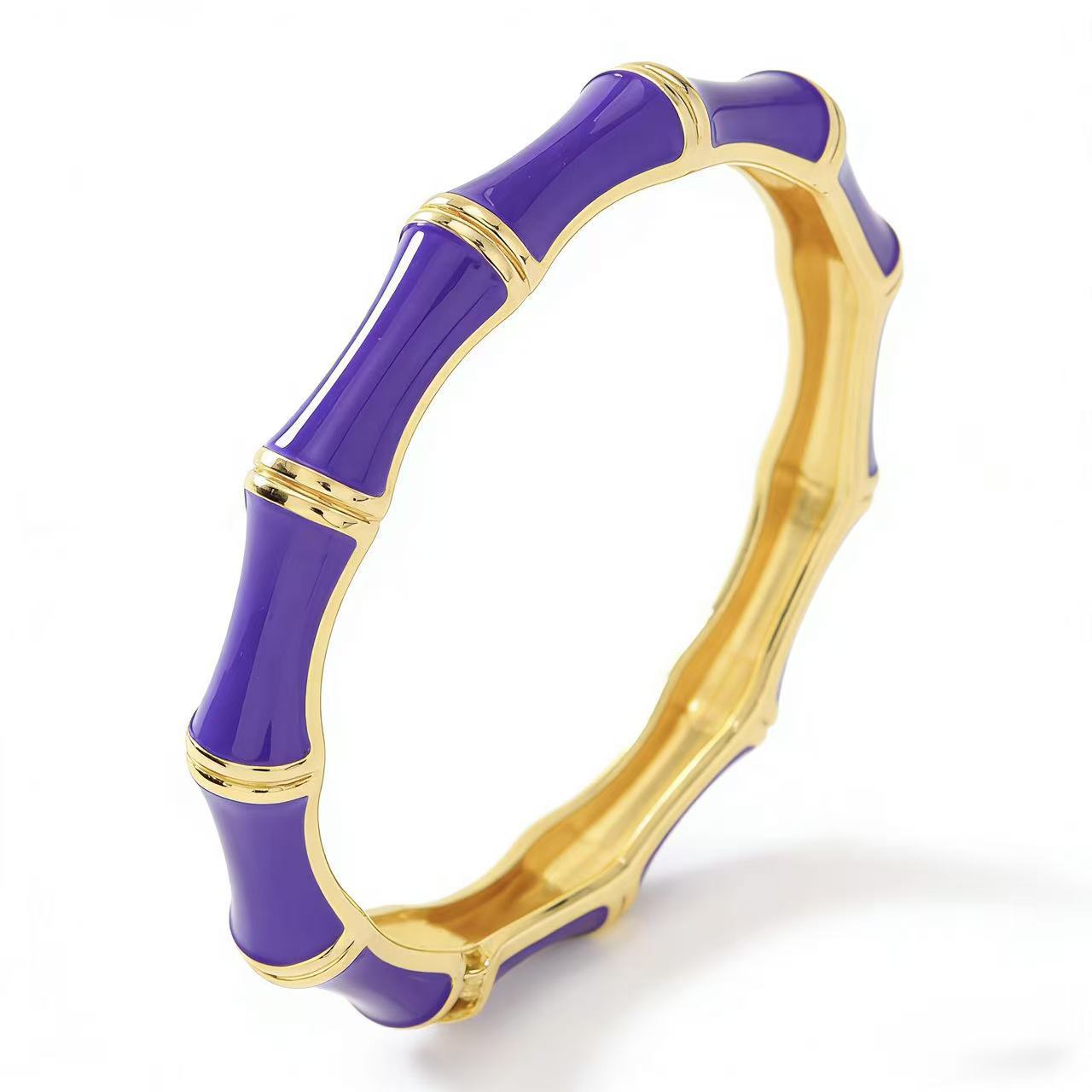 Bracciale Elastico Aperto Geometrico in Lega Placcata ad Olio Sgocciolante Boemo Colorato