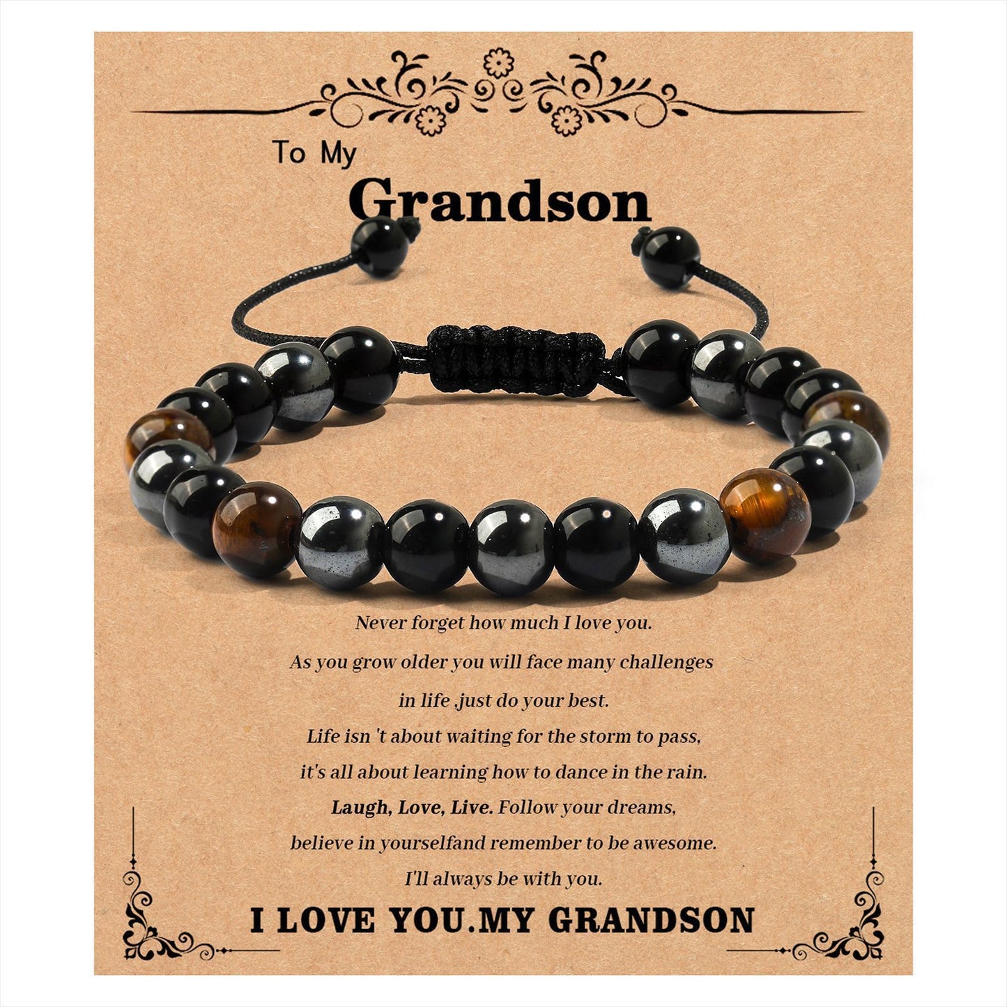 Handmade Geometric Tiger's Eye Obsidian Hematite Bracelet for Men and Women