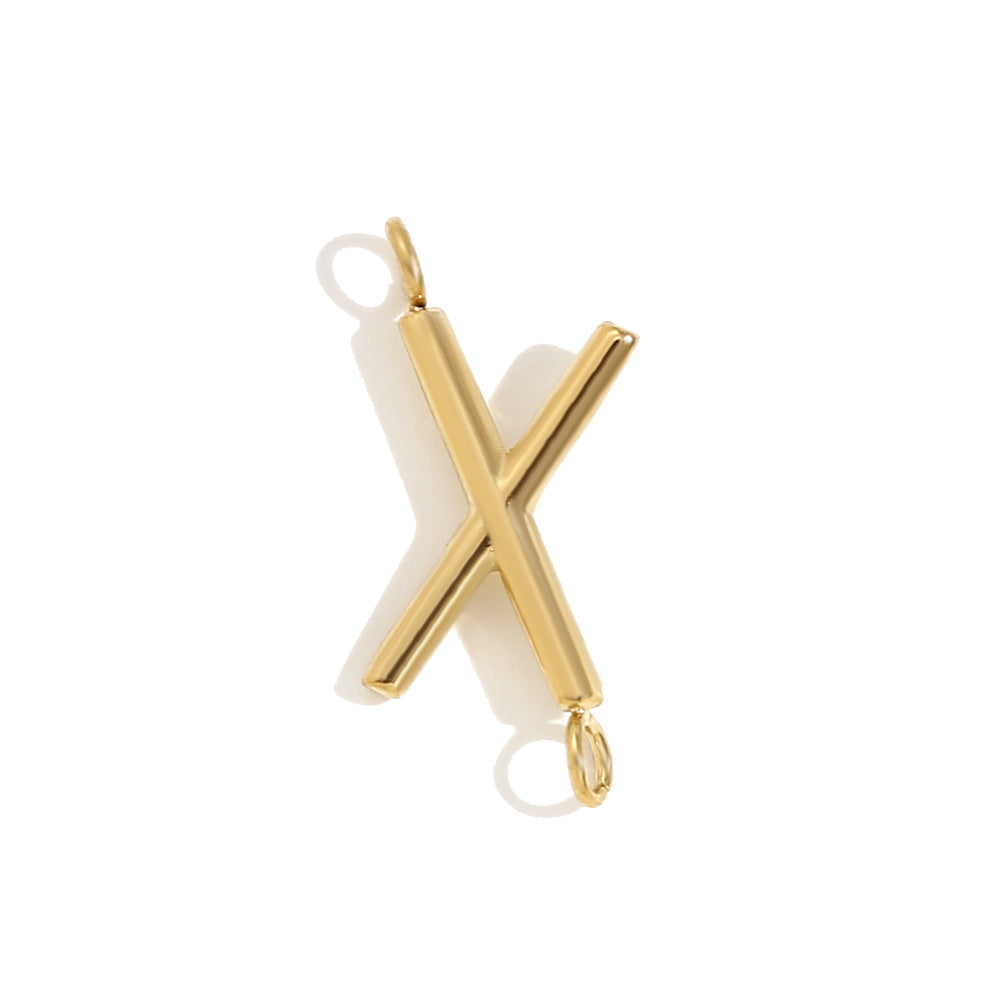 Minimalist 18K Gold Plated Stainless Steel Letter Charm Bar