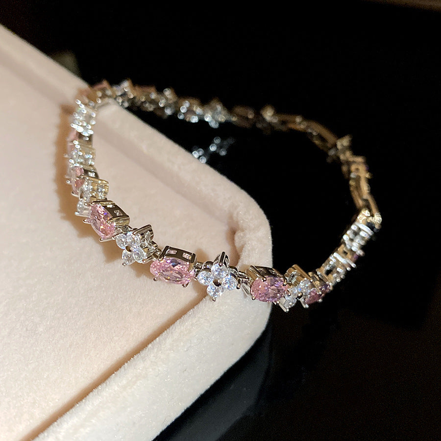 Elegant Gold Plated Brass Butterfly Floral Cubic Zirconia Bracelet for Women
