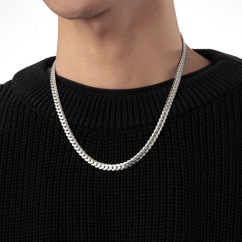 Collar de eslabones cubanos estilo Hip Hop para hombres y mujeres de acero de titanio con acabado pulido