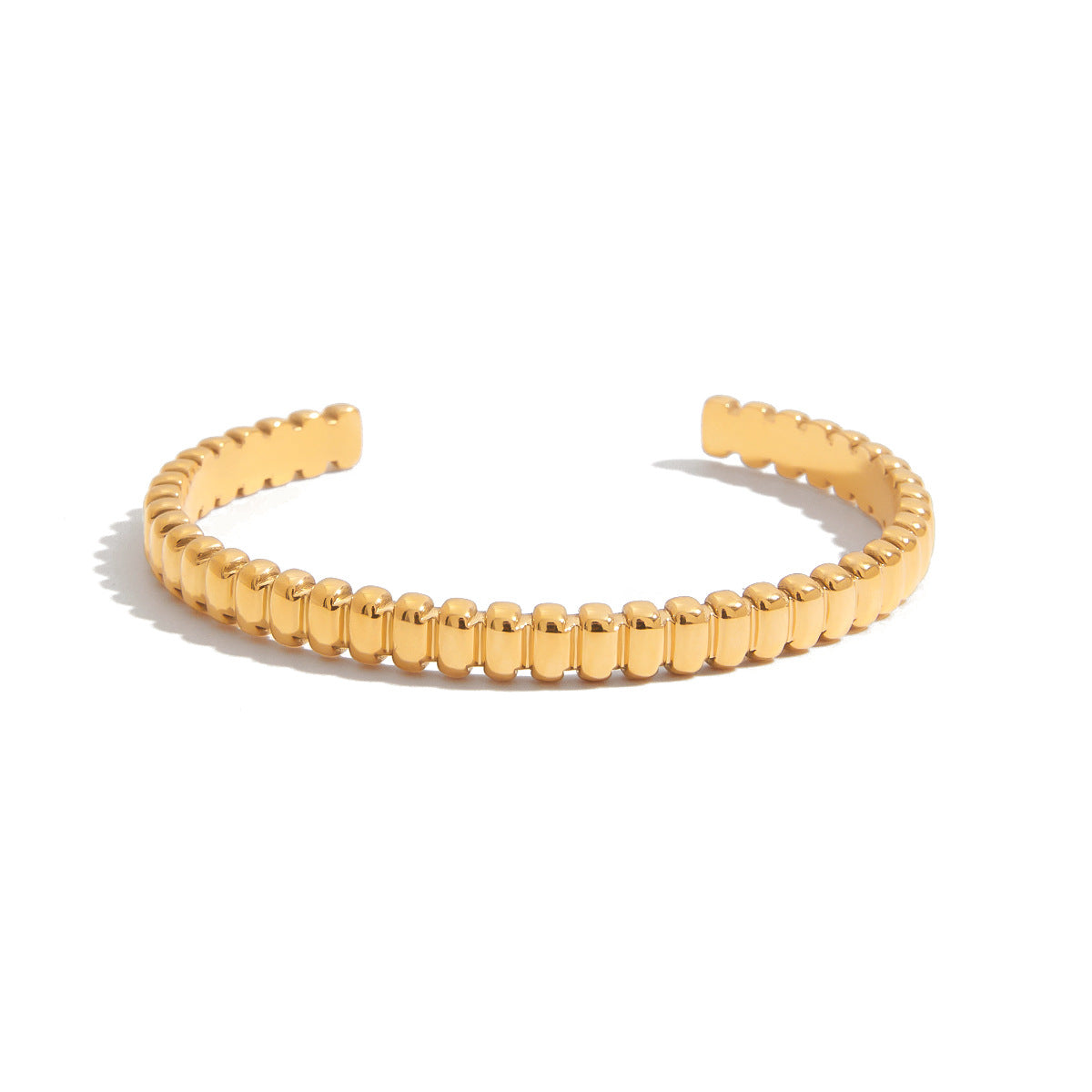 Bracciale ovale minimalista in acciaio inossidabile da donna con finitura placcata, gioiello di lusso